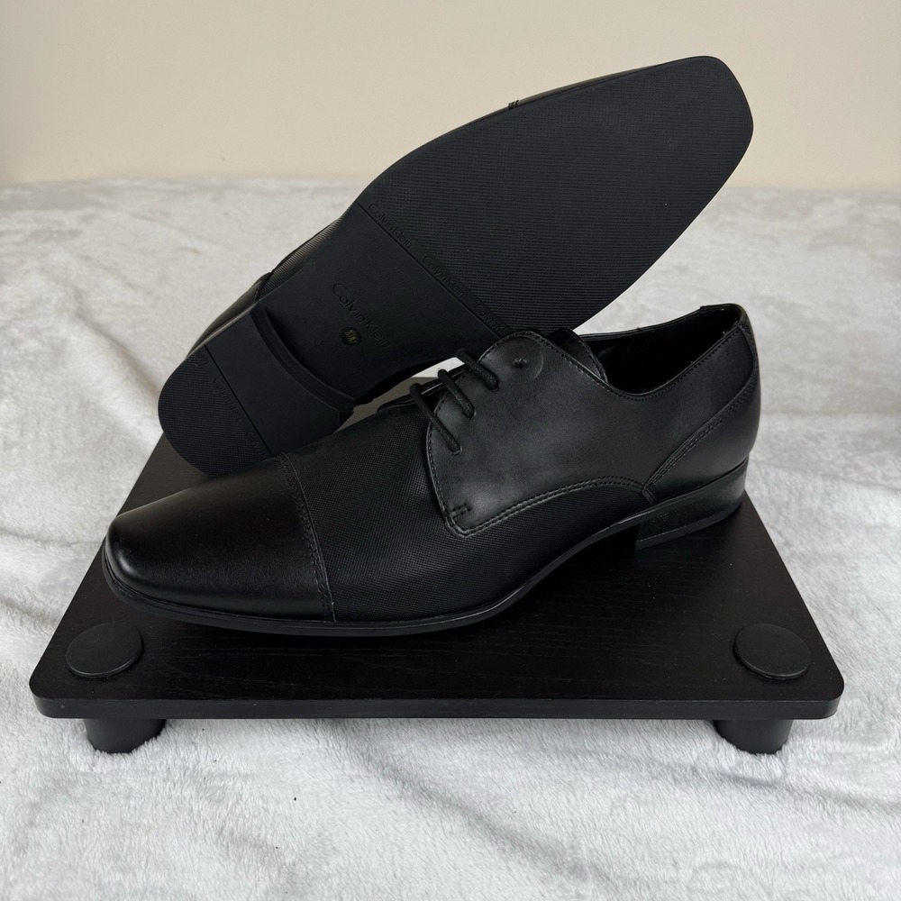 Calvin Klein Bachman 2 Leather Cap Toe Oxford Dress Shoe Men's 13 Black New‎